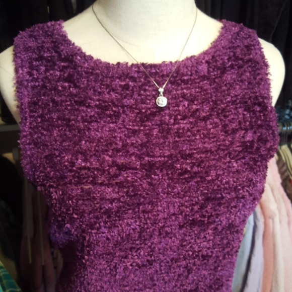 ORANGE USA ♡ Truly Gorgeous Vintage Extremely Soft Purple Knit Sleeveless Top L - Picture 9 of 14